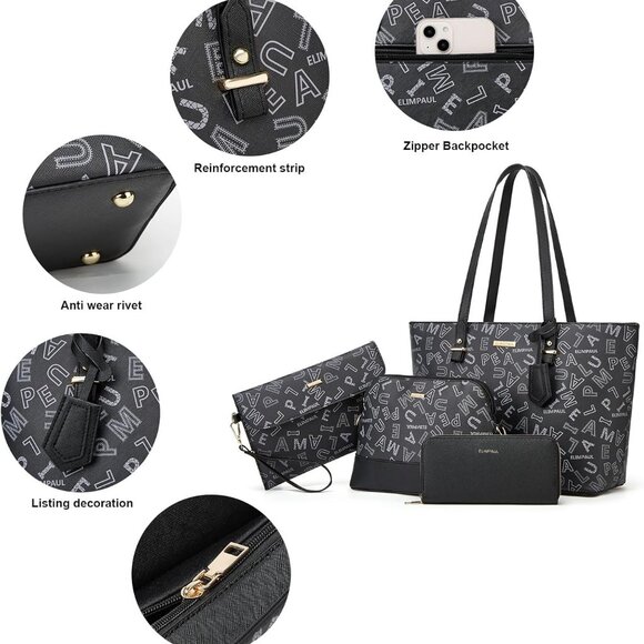 Women Fashion Handbag Wallet Tote Bag Shoulder Bag Top Handle Satchel Purse Set - Picture 5 of 6